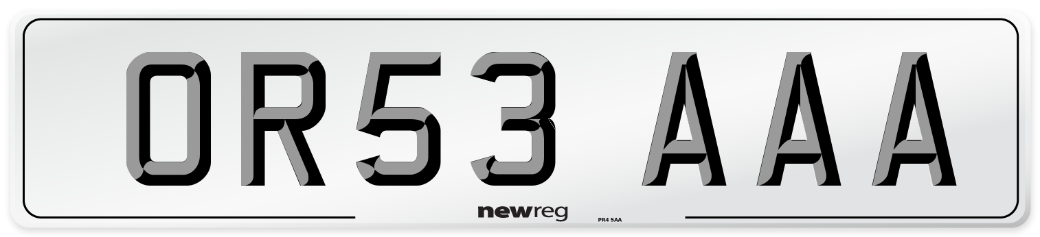 OR53 AAA Number Plate from New Reg